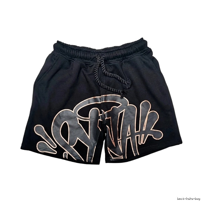 SynaWorld Graffiti-style Black Shorts