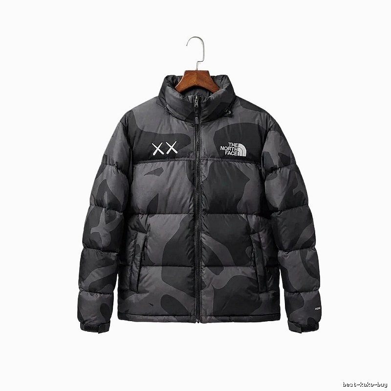 The North Face camouflage-style down jacket (black)