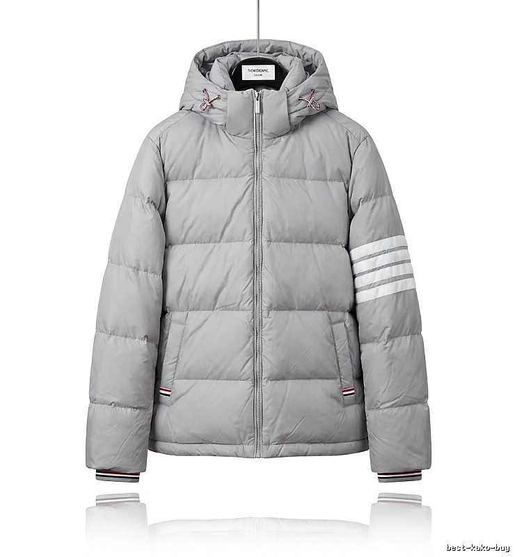 Thom Browne Classic Stripe Grey Down Jacket
