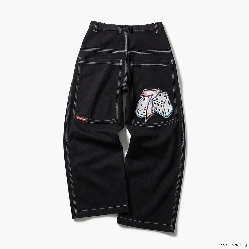 Y2K Dice Style Black Pants