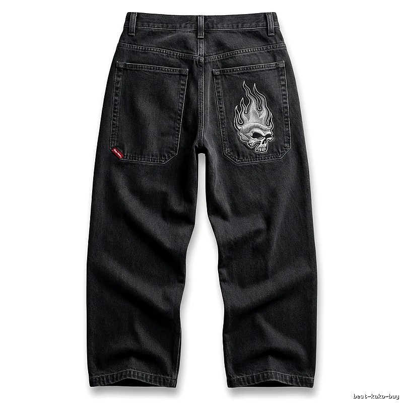 Y2K Fear of God Flame Black Denim Shorts
